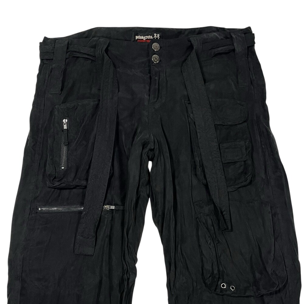 Johnny Was Pete & Greta Belted Cargo Pants Womens 8 Silky Boho Goth Punk Y2K